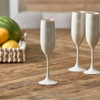 RM Monogram Outdoor Bubbles Glass (Taupe)